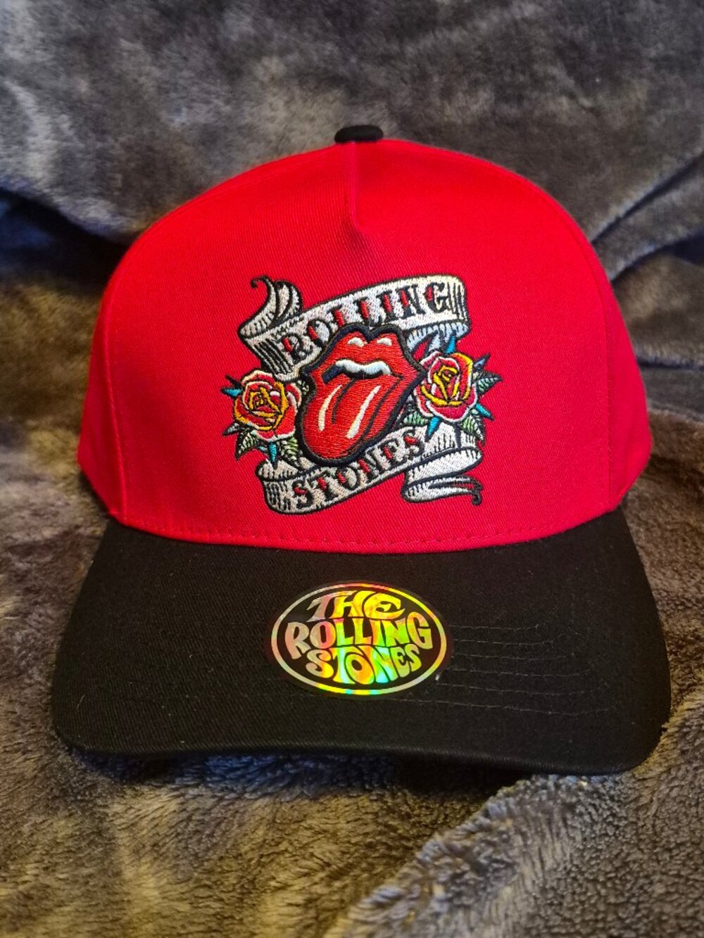 ROLLING STONES 4350 Roses Tongue CONCERT Stitched Snapback Hat/Cap